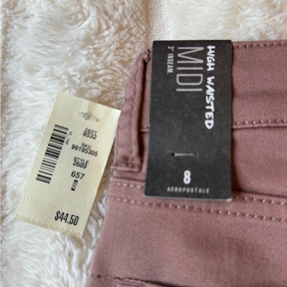 NWT Aeropostale shorts high waisted midi size 8 plum color stretch denim - Picture 3 of 7